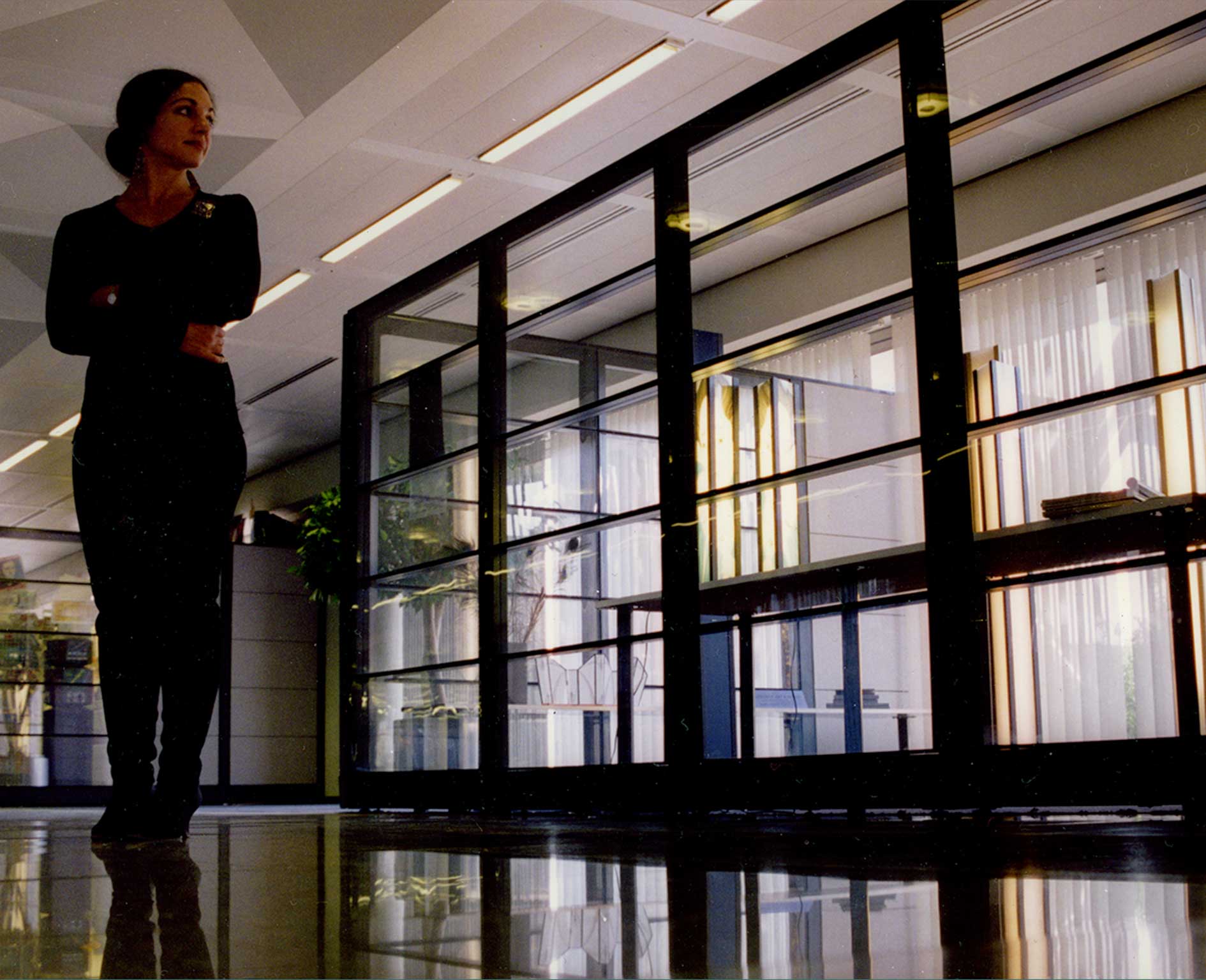 In front of the Trilight® showroom in 'Rivierstaete', Amsterdam, 1996